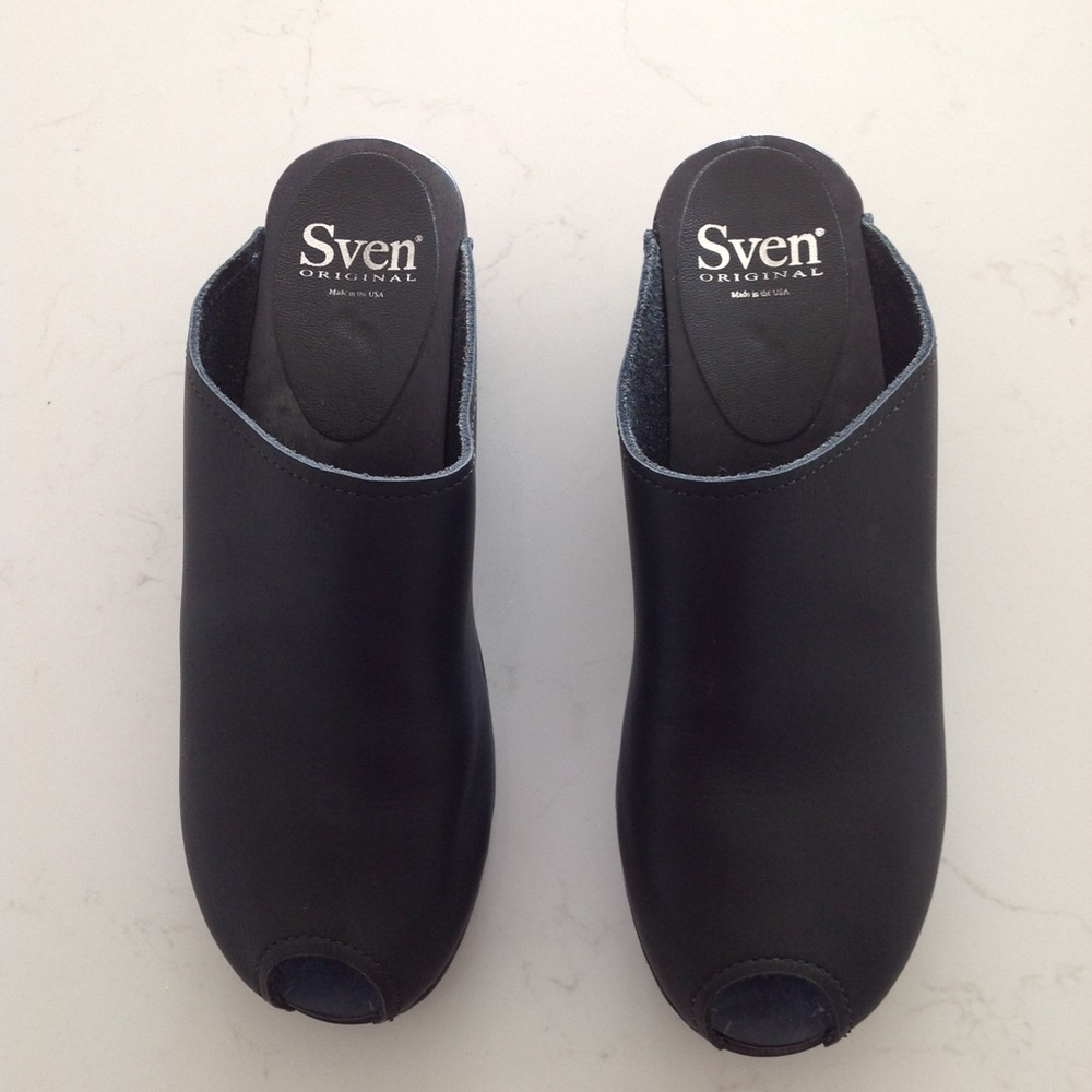 Sven Peep Toe Open Back Clogs with bendable sole